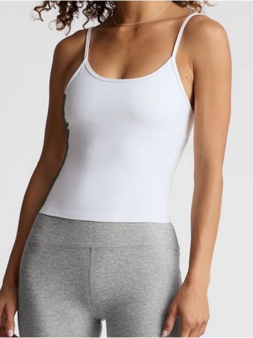 Beyond Yoga SpaceDye Forever Tank - White Slim Spaghetti-Strap Tank Top - Size L